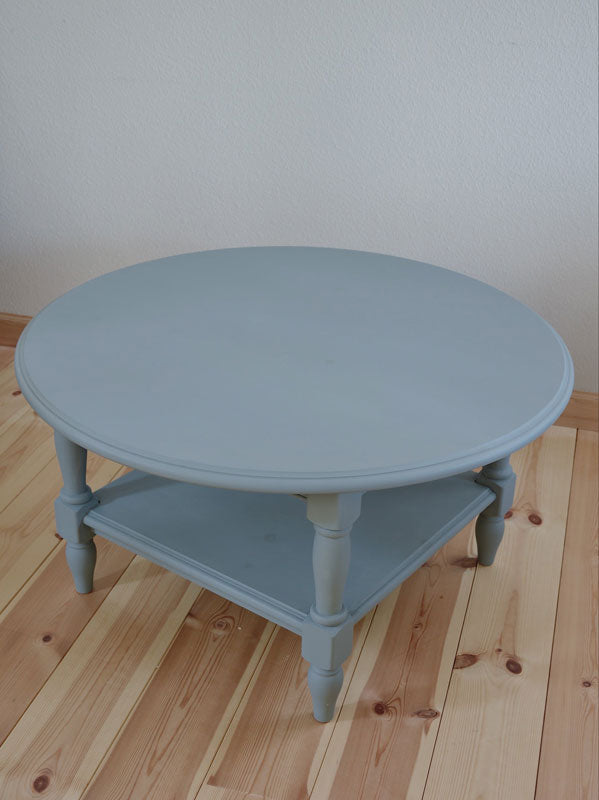 パインの棚付き円卓 ローテーブル