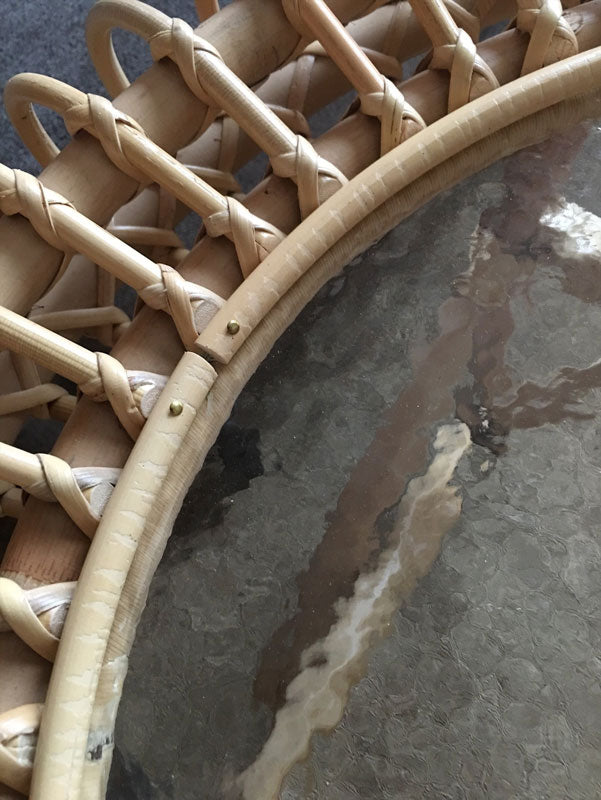 ラタン ガラストップ サイドテーブル Rattan GlassTop LowTable KIBIROI