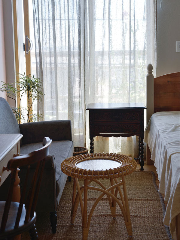 ラタン ガラストップ サイドテーブル Rattan GlassTop LowTable KIBIROI